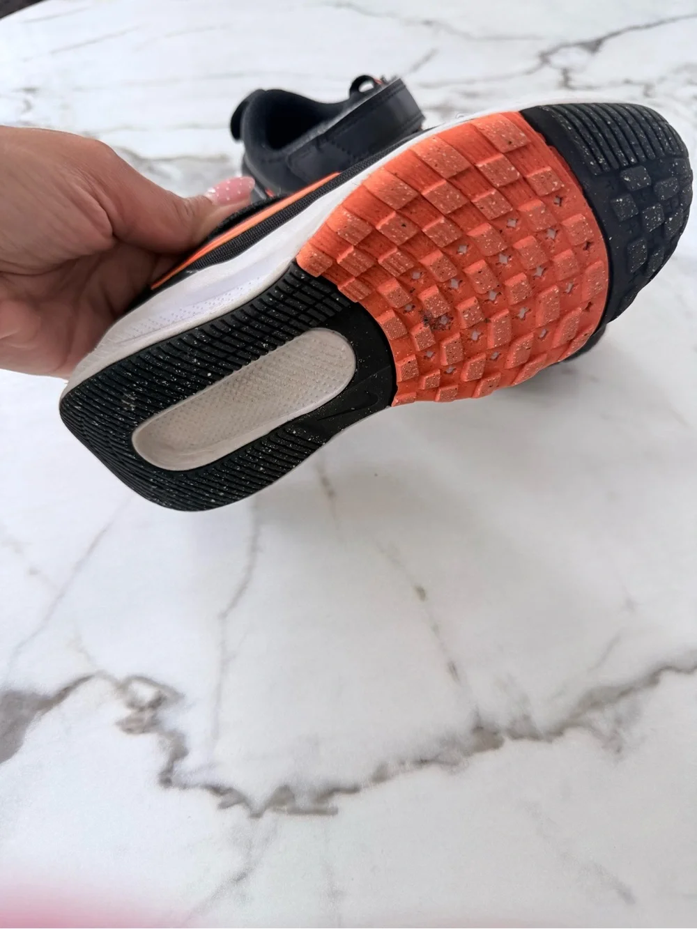 Nike Kids Black and Orange Velcro Athletic Sneakers